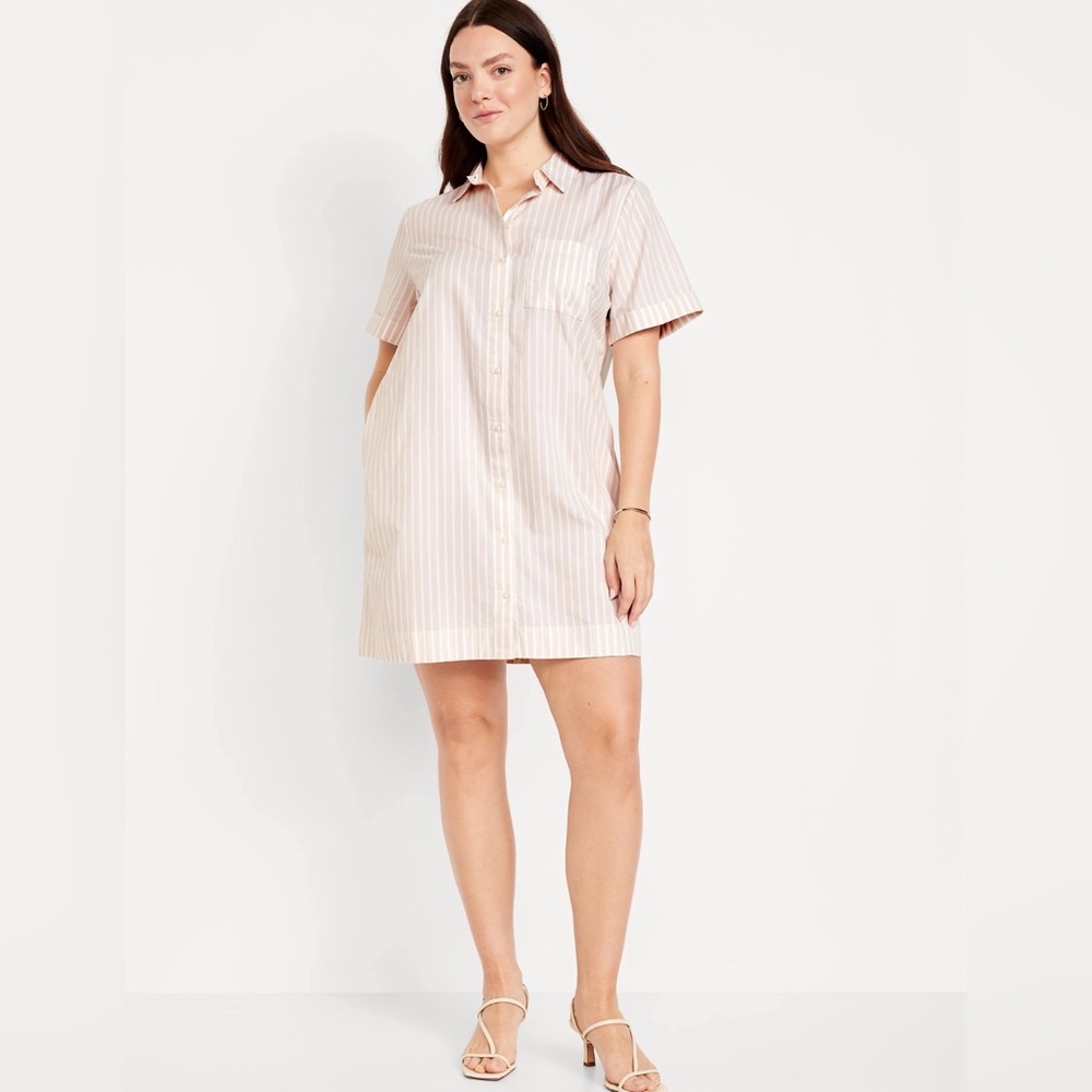 NWT Women’s Old Navy Striped Mini Shirt Dress Sz XL green RARE